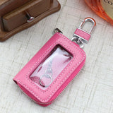 Leather Car Key Case Cowhide Key Cover Fob Key Chain For Car Zipper Wallet