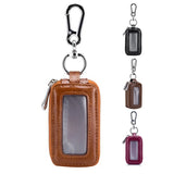 Leather Car Key Case Double Pocket Zipper Mini Wallet Men Women Keychain