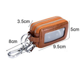 Leather Car Key Case Double Pocket Zipper Mini Wallet Men Women Keychain