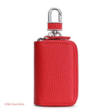Leather Double Pocket Zipper Wallet Keychain Bag Multicolor
