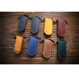 Leather Housekeeper Keychain Key Holder Zipper Ring Key Pouch