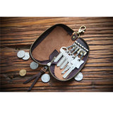 Leather Housekeeper Keychain Key Holder Zipper Ring Key Pouch