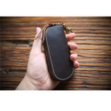 Leather Housekeeper Keychain Key Holder Zipper Ring Key Pouch