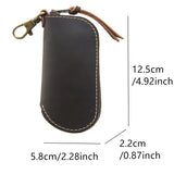 Leather Housekeeper Keychain Key Holder Zipper Ring Key Pouch