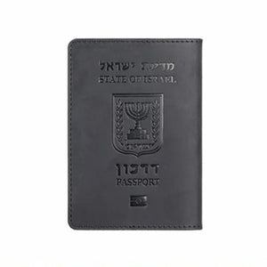 Leather Israeli Passport Cover Menorah Case Travel Wallet