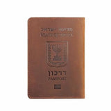 Leather Israeli Passport Cover Menorah Case Travel Wallet