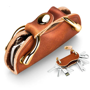 Men's Leather Key Bag Multifunctional Cowhide Key Storage Pendant