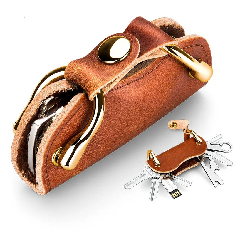 Men's Leather Key Bag Multifunctional Cowhide Key Storage Pendant
