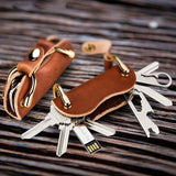 Men's Leather Key Bag Multifunctional Cowhide Key Storage Pendant