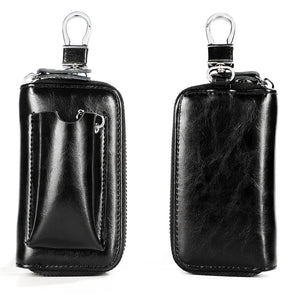 Leather Key Wallets Men Car Key Holders Cowhide Zipper Home Key Case