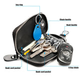 Leather Key Wallets Men Car Key Holders Cowhide Zipper Home Key Case