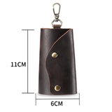 Leather Keychain Case Cowhide Car Keys Holder Clip Housekeepers Key Organizer