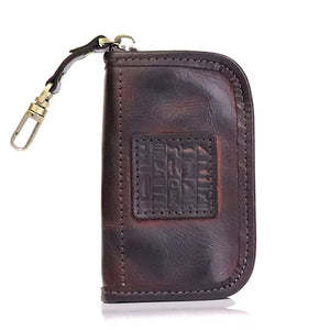Leather Keychain Men Mini Key Holder Organizer Pouch Split Car Key Wallet