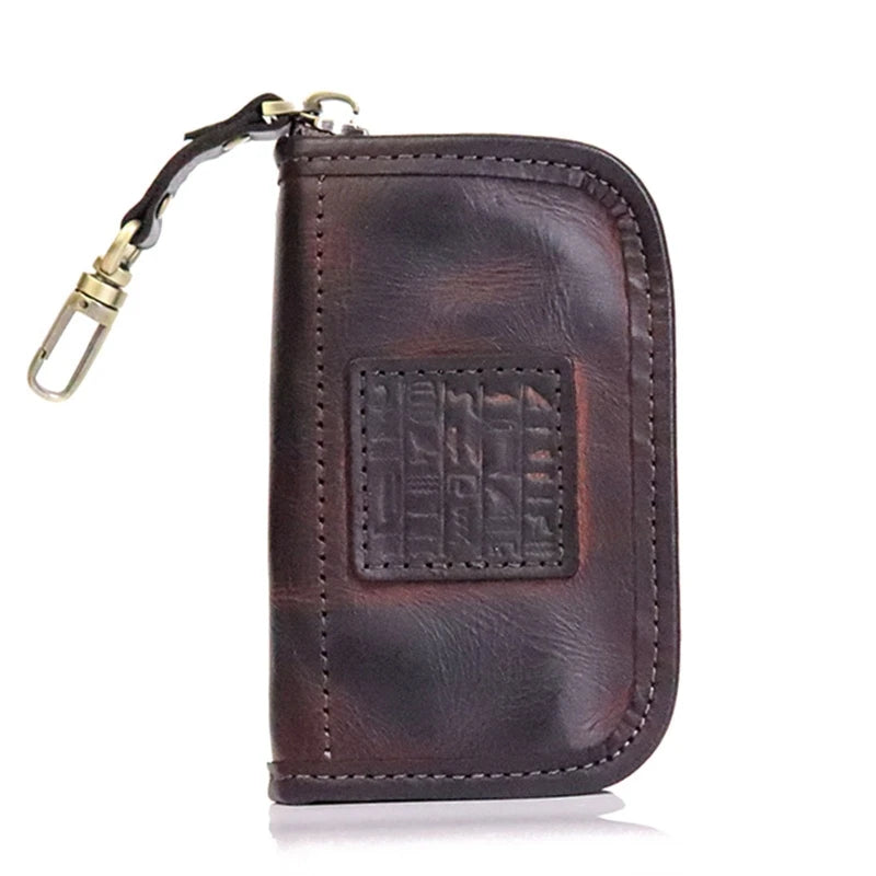 Leather Keychain Men Mini Key Holder Organizer Pouch Split Car Key Wallet