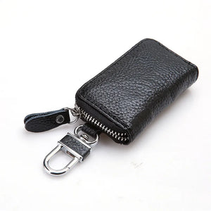 Leather Keychain Holder Pouch Split Car Key Bag Wallet Organizer