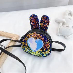 Sequined Rabbit Shoulder Bag Heart Pattern