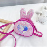 Sequined Rabbit Shoulder Bag Heart Pattern