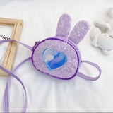 Sequined Rabbit Shoulder Bag Heart Pattern