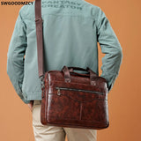 Men's Leather Laptop Bag Crossbody Briefcase Office Handbag