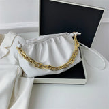 Leather Handbag Cloud Bag Solid Leather Party Clutch Bags