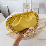 Leather Handbag Cloud Bag Solid Leather Party Clutch Bags