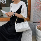 Leather Handbag Cloud Bag Solid Leather Party Clutch Bags