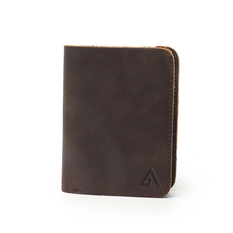 Vintage Leather Men Wallet Short Money Clips Engraving Purse