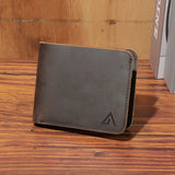 Vintage Leather Men Wallet Short Money Clips Engraving Purse