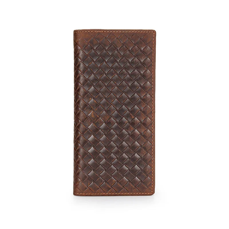 Woven Leather Clutch Bag Long Wallet