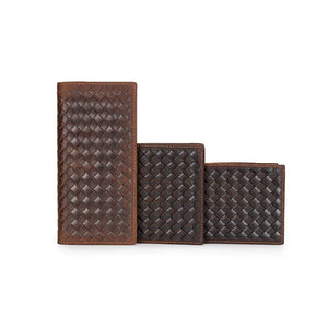 Woven Leather Clutch Bag Long Wallet