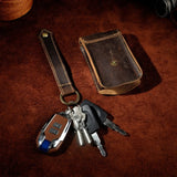 Men's Leather Car Remote Control Case with Key Ring