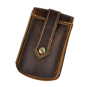 Men's Leather Car Remote Control Case with Key Ring