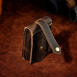 Men's Leather Car Remote Control Case with Key Ring