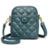Quilted Rhombus Leather Messenger Handbag for Ladies