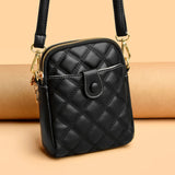 Quilted Rhombus Leather Messenger Handbag for Ladies