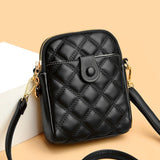 Quilted Leather Messenger Handbag Casual Purse Phone Bag