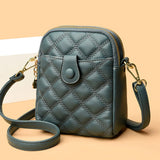 Quilted Leather Messenger Handbag Casual Purse Phone Bag