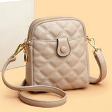 Quilted Leather Messenger Handbag Casual Purse Phone Bag