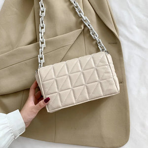 Quilted Orange Leather Crossbody Bag for Women