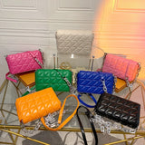 Quilted Orange Leather Crossbody Bag for Women