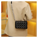 Quilted Orange Leather Crossbody Bag for Women