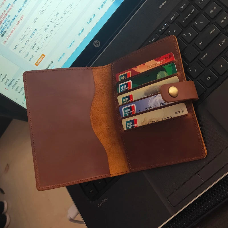 Vintage Leather Passport Cover for Men Travel Wallet