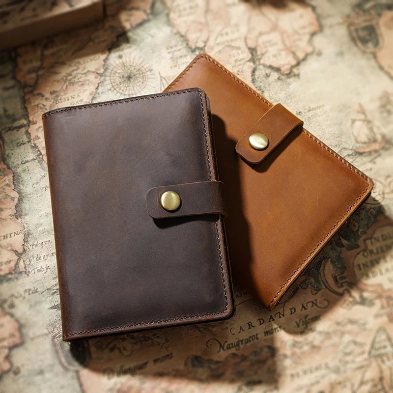 Vintage Leather Passport Holder for Men, Business Travel Wallet