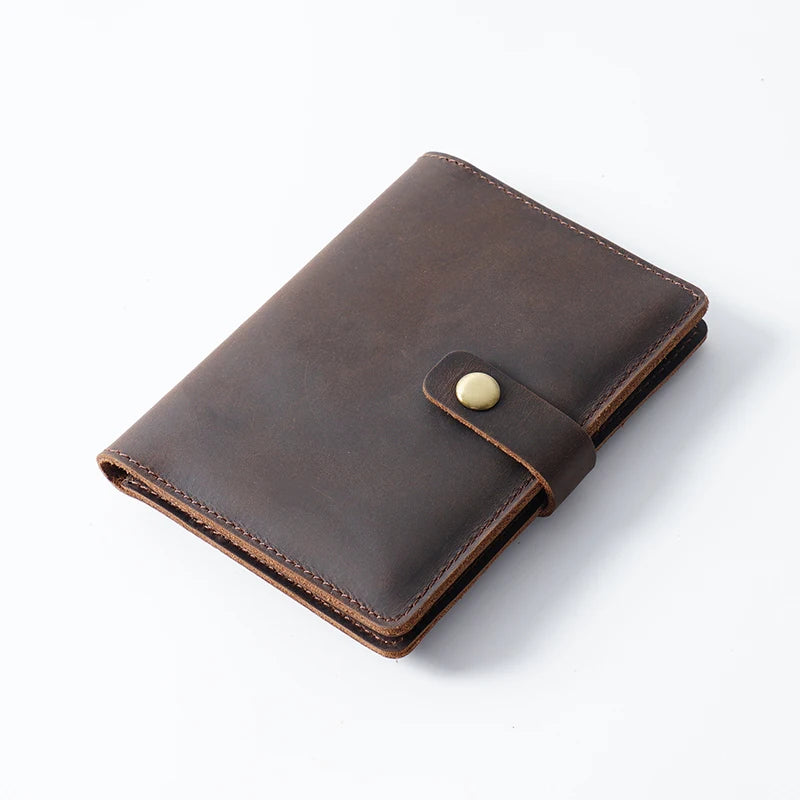Vintage Leather Passport Holder for Men, Business Travel Wallet