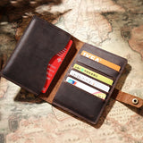Vintage Leather Passport Holder for Men, Business Travel Wallet