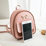 Leather Shoulder Bag for Teenage Girls Multi-Function Mini Backpack
