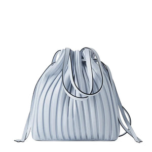 Pleated Stripe Bucket Bag Crossbody Tote for Women
