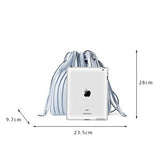 Pleated Stripe Bucket Bag Crossbody Tote for Women