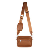 Leather Shoulder Bags Hand Crossbody Bags Soft Square Zipper with Small Purse