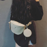 Leather Solid Chest Waist Bag For Women Shoulder Messenger Handbags